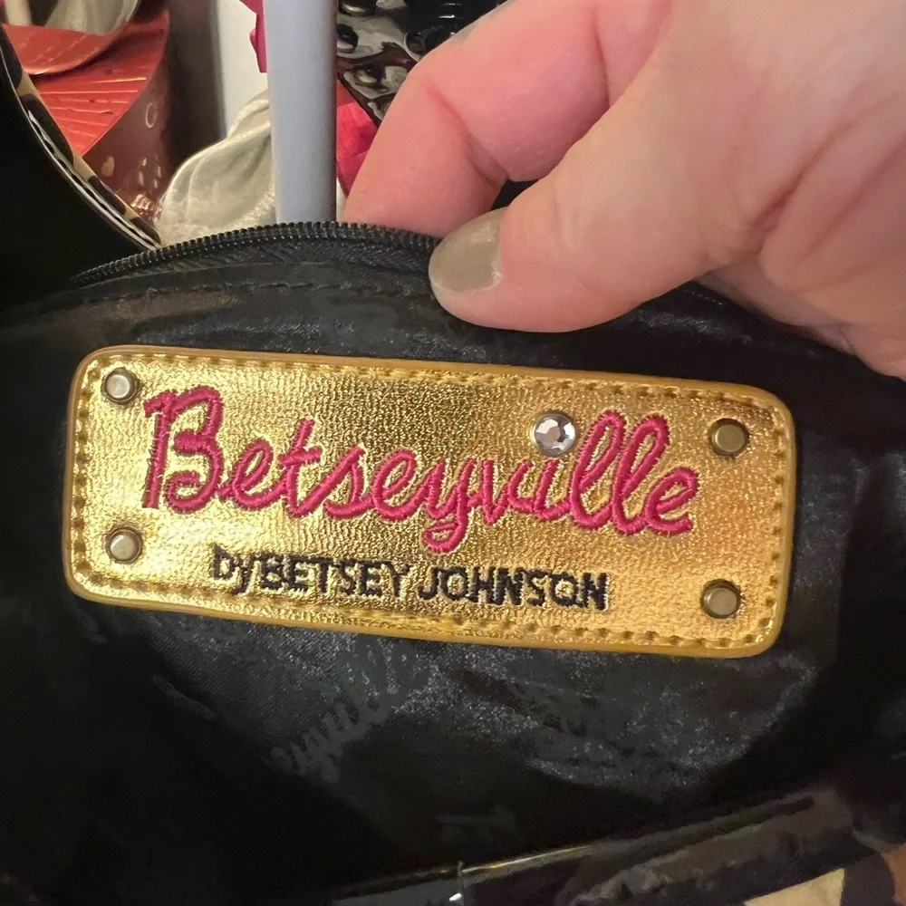 Betsey Johnson Betseyville Floral and Leopard Print Nylon Shoulder Bag